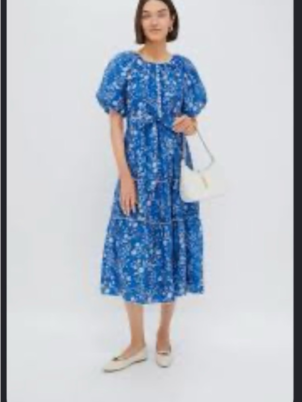 Tuckernuck Blue Floral Tiered Midi Dress with Tie Waist - Picture 5 of 10